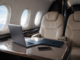 Private jet cabin prepared for confidential executive business travel