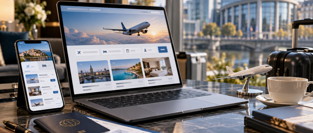 Prenotazioni di voli e hotel online in un contesto europeo, immagine editoriale sul caso Booking Holdings Etraveli