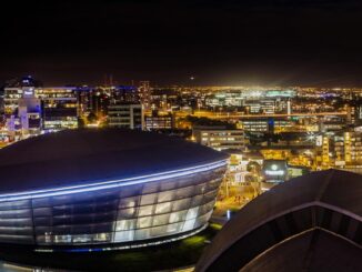 Glasgow, veduta notturna della città scozzese