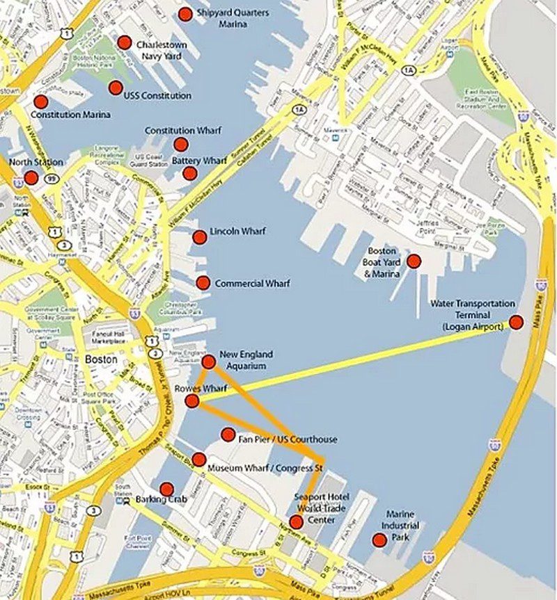 Boston water taxi : arrêts