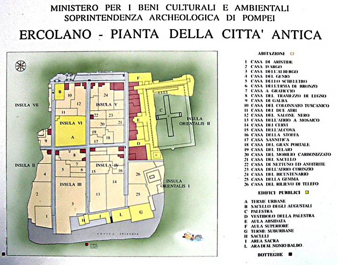 Mappa scavi Ercolano - Cartina dettagliata dell'antica città