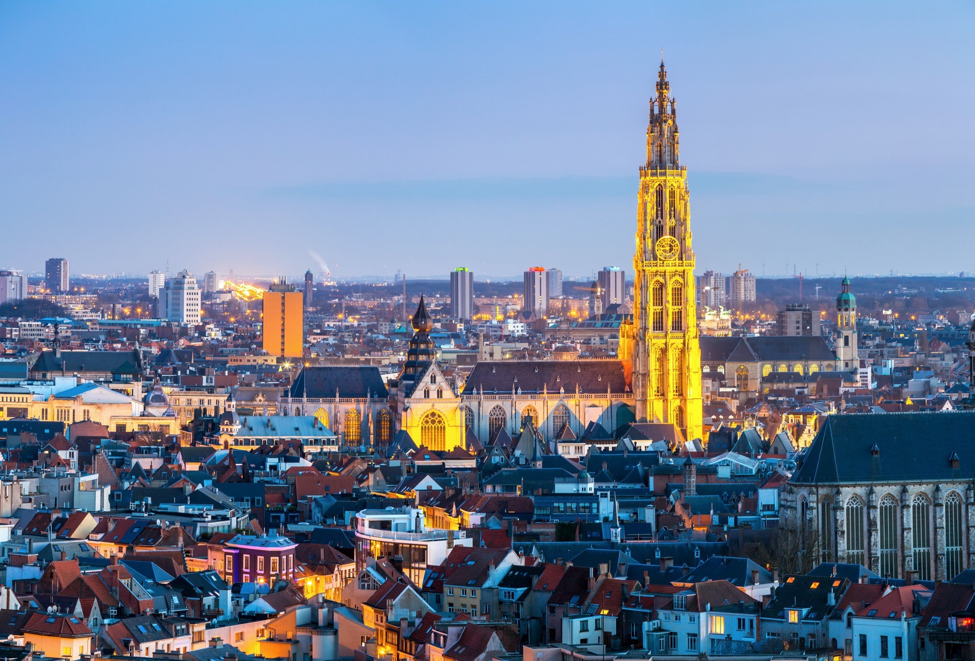 Panorama of Antwerp in Flanders, Belgium