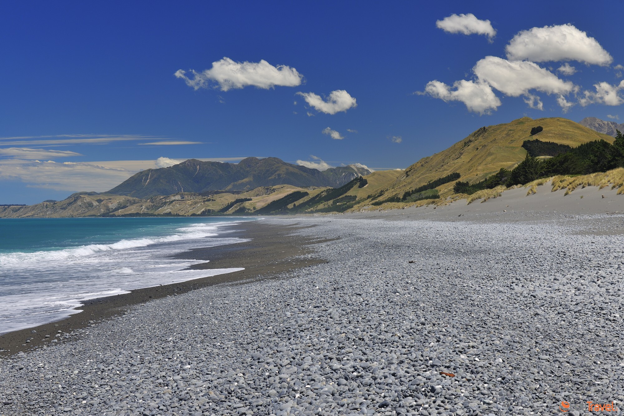 Stone Beach in the Summer, Clarence, Canterbury, South Island, Nuova Zelanda