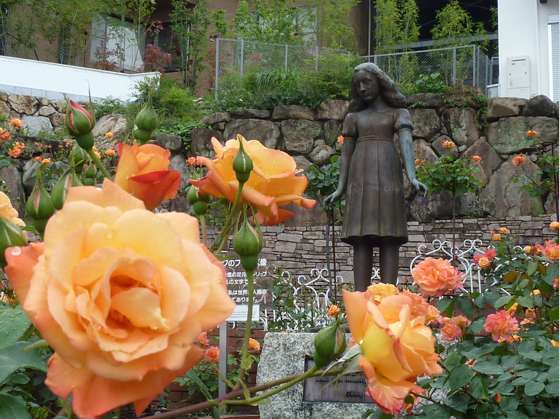 Giardino con scultura di Anne Frank