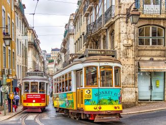 有轨电车在里斯本，葡萄牙