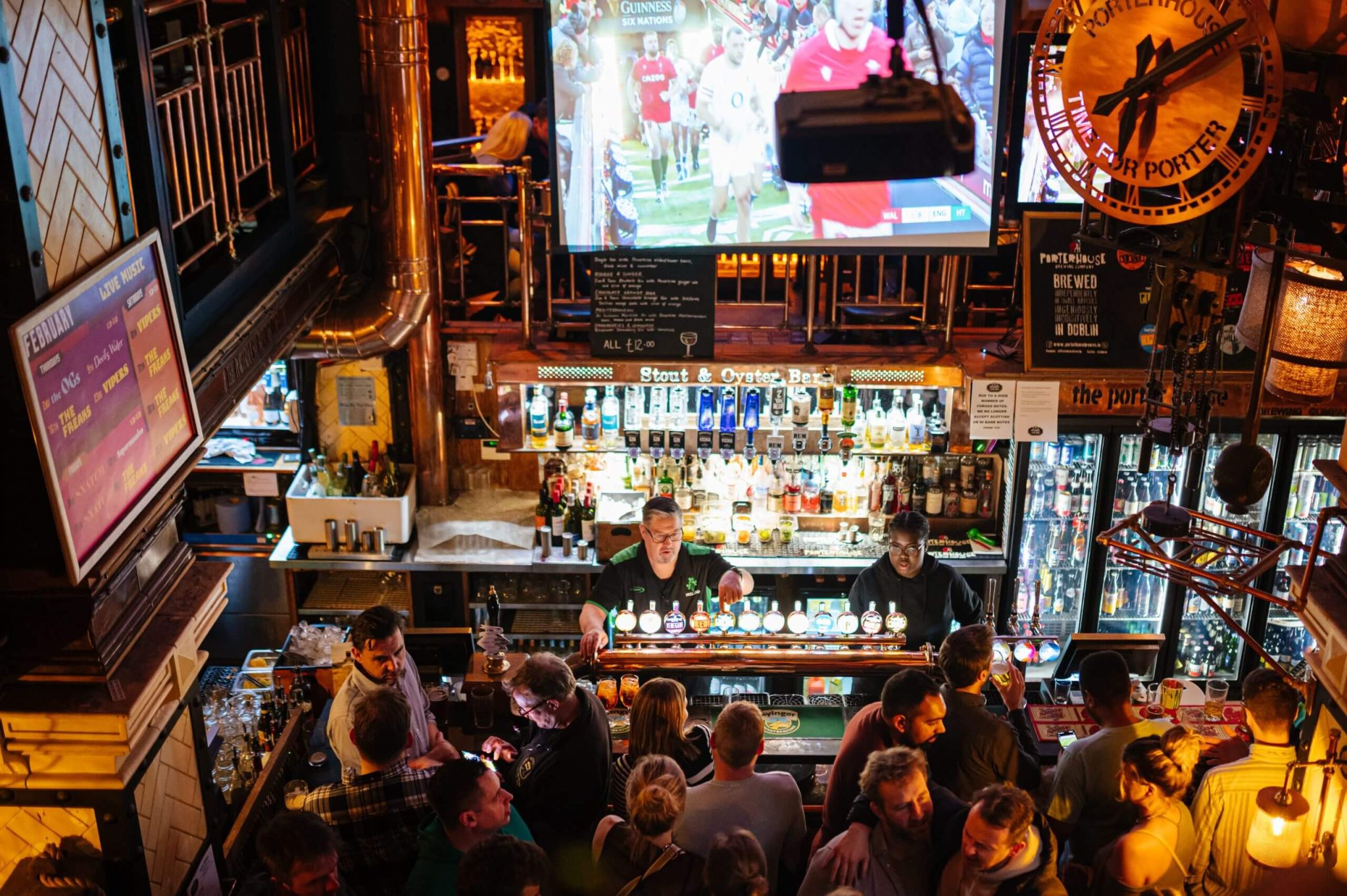 Abakuhaus Set Di 4 Tovagliette Americane Da Pub Irlandese – Vintage Grunge Bar Sign – Tessuto Lavabile, Antimacchia E Antiscivolo Per Tavolo – Verde Scuro/Giallo